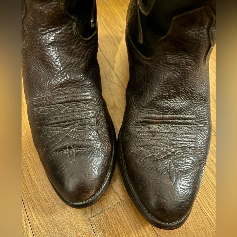 Nocona black brown western leather, cowboy boots size 9 1/2